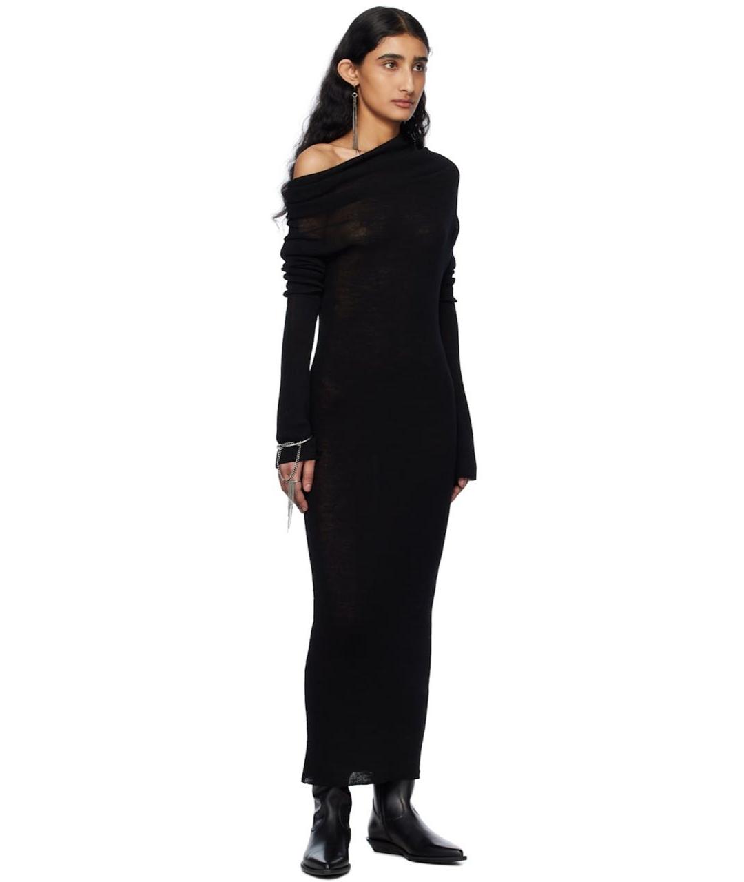 ANN DEMEULEMEESTER Черное шерстяное повседневное платье, фото 4