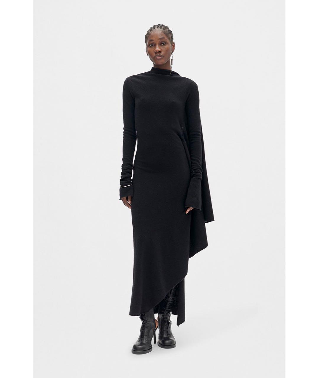 ANN DEMEULEMEESTER Черное шерстяное повседневное платье, фото 4