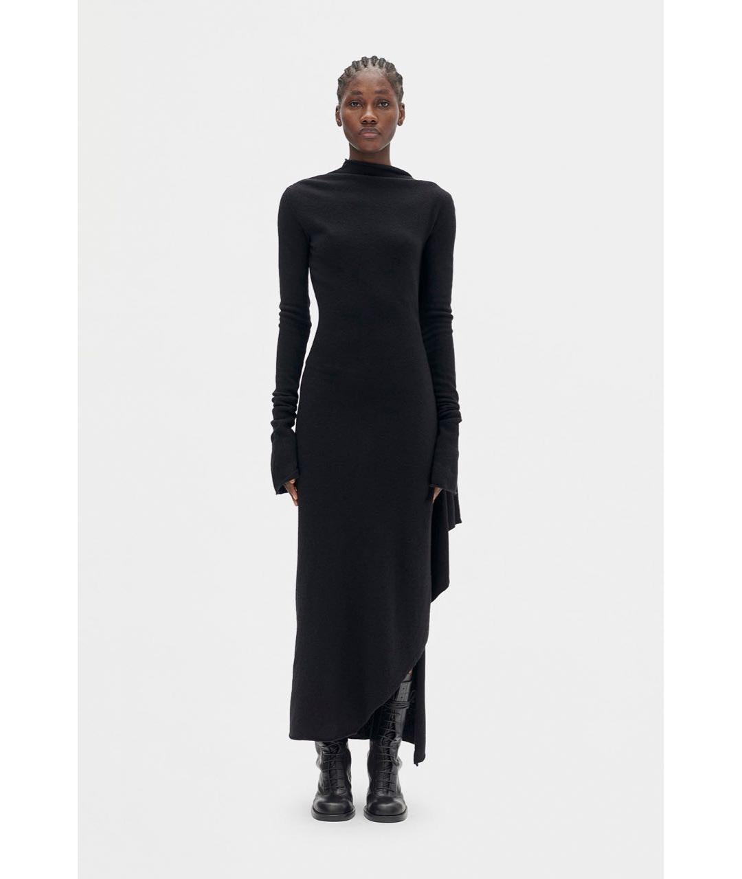 ANN DEMEULEMEESTER Черное шерстяное повседневное платье, фото 5