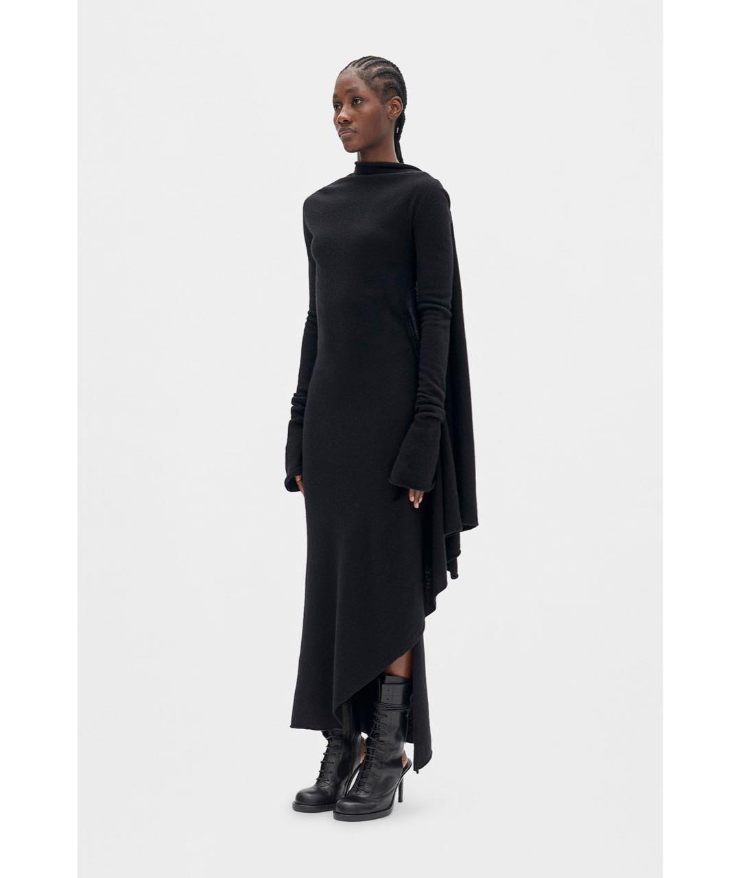 ANN DEMEULEMEESTER Черное шерстяное повседневное платье, фото 2