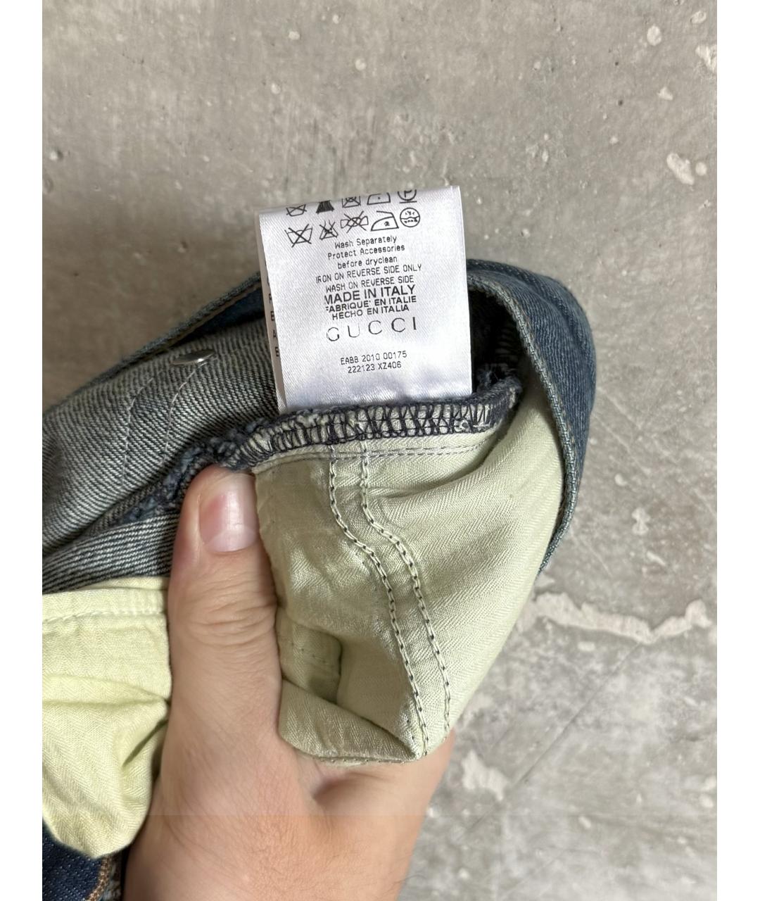 GUCCI Синие хлопковые джинсы скинни, фото 6