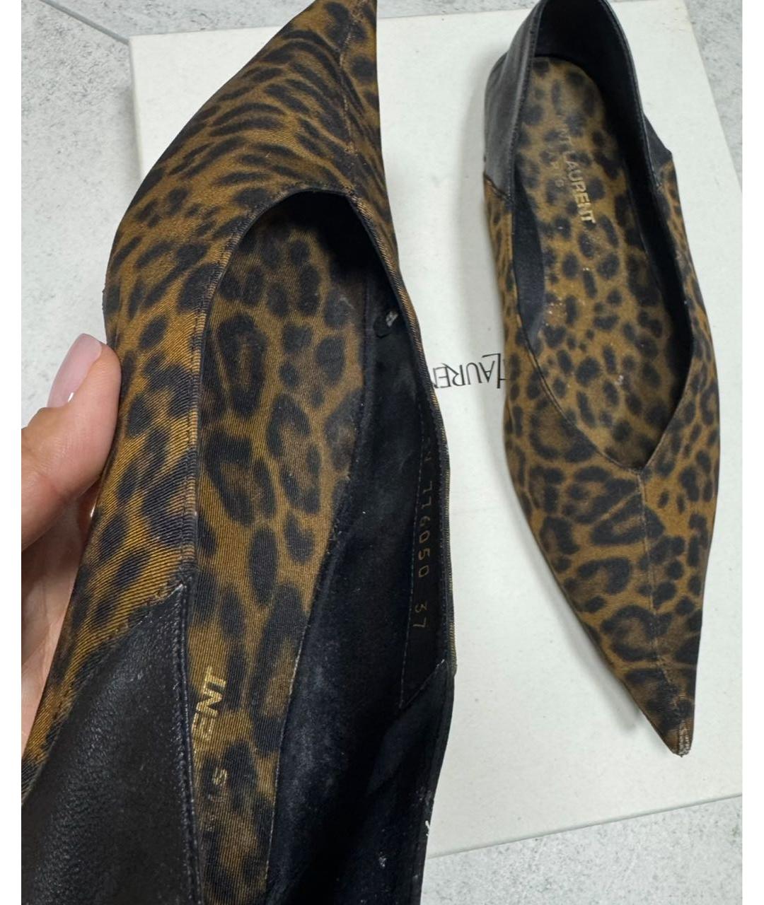 SAINT LAURENT Коричневые балетки, фото 7
