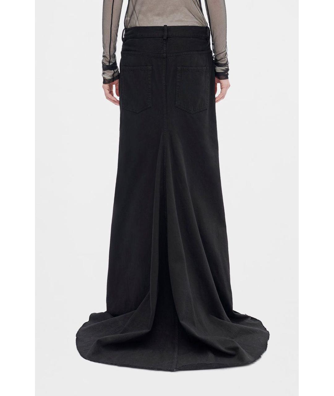 ANN DEMEULEMEESTER Черная хлопковая юбка макси, фото 3