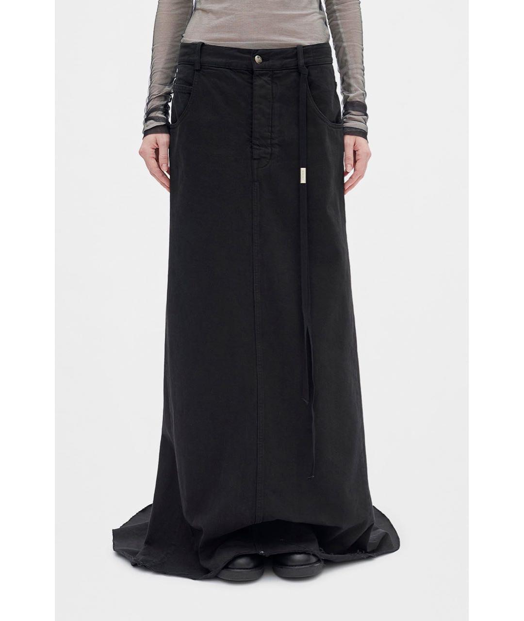 ANN DEMEULEMEESTER Черная хлопковая юбка макси, фото 5