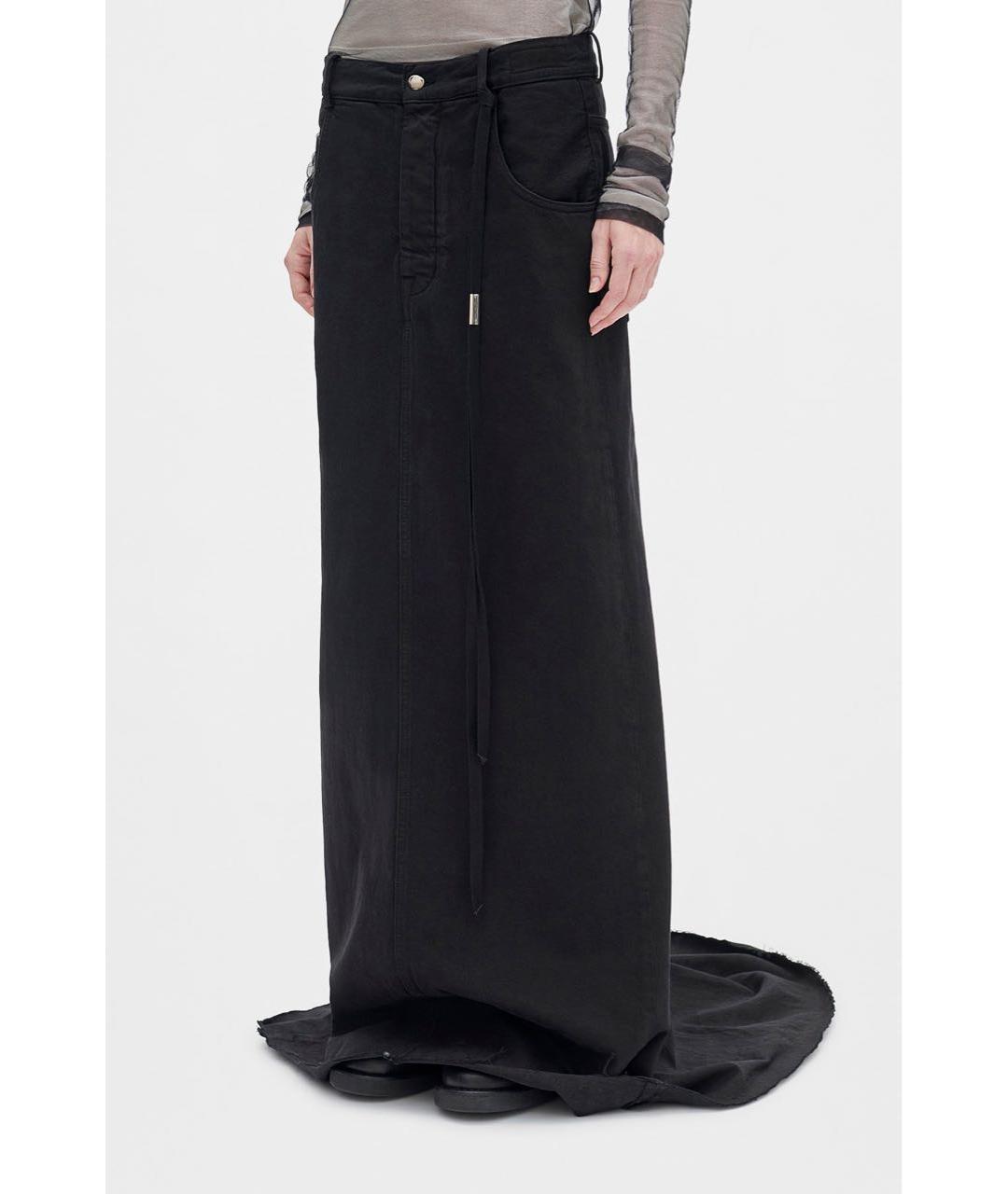 ANN DEMEULEMEESTER Черная хлопковая юбка макси, фото 2