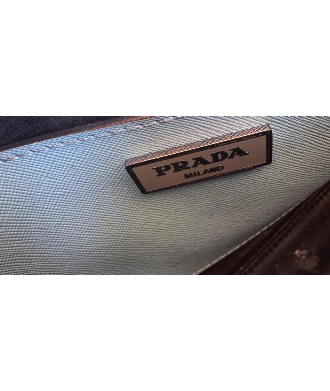 PRADA Голубая кожаная сумка с короткими ручками, фото 5