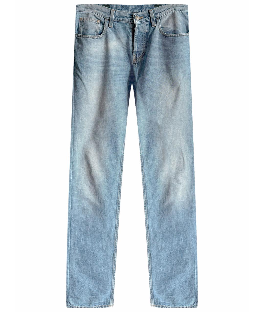 GUCCI Голубые хлопковые прямые джинсы, фото 1