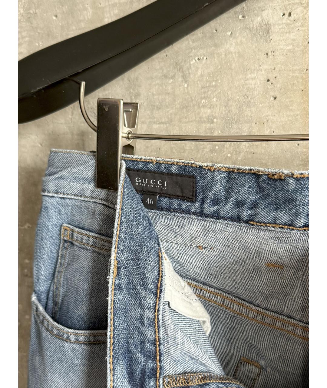 GUCCI Голубые хлопковые прямые джинсы, фото 6
