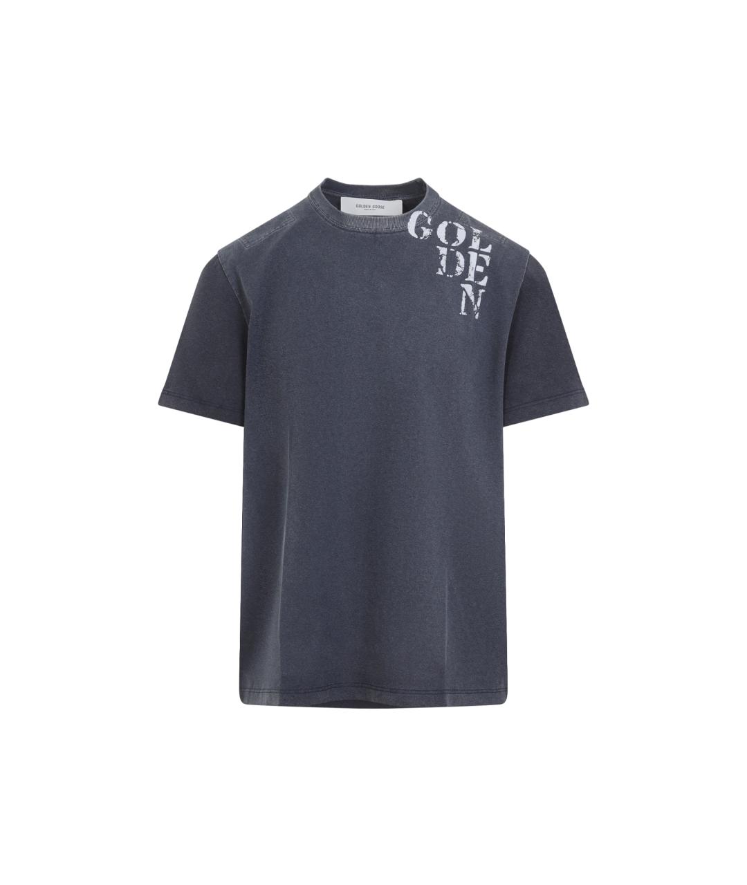 GOLDEN GOOSE DELUXE BRAND Синяя хлопковая футболка, фото 1