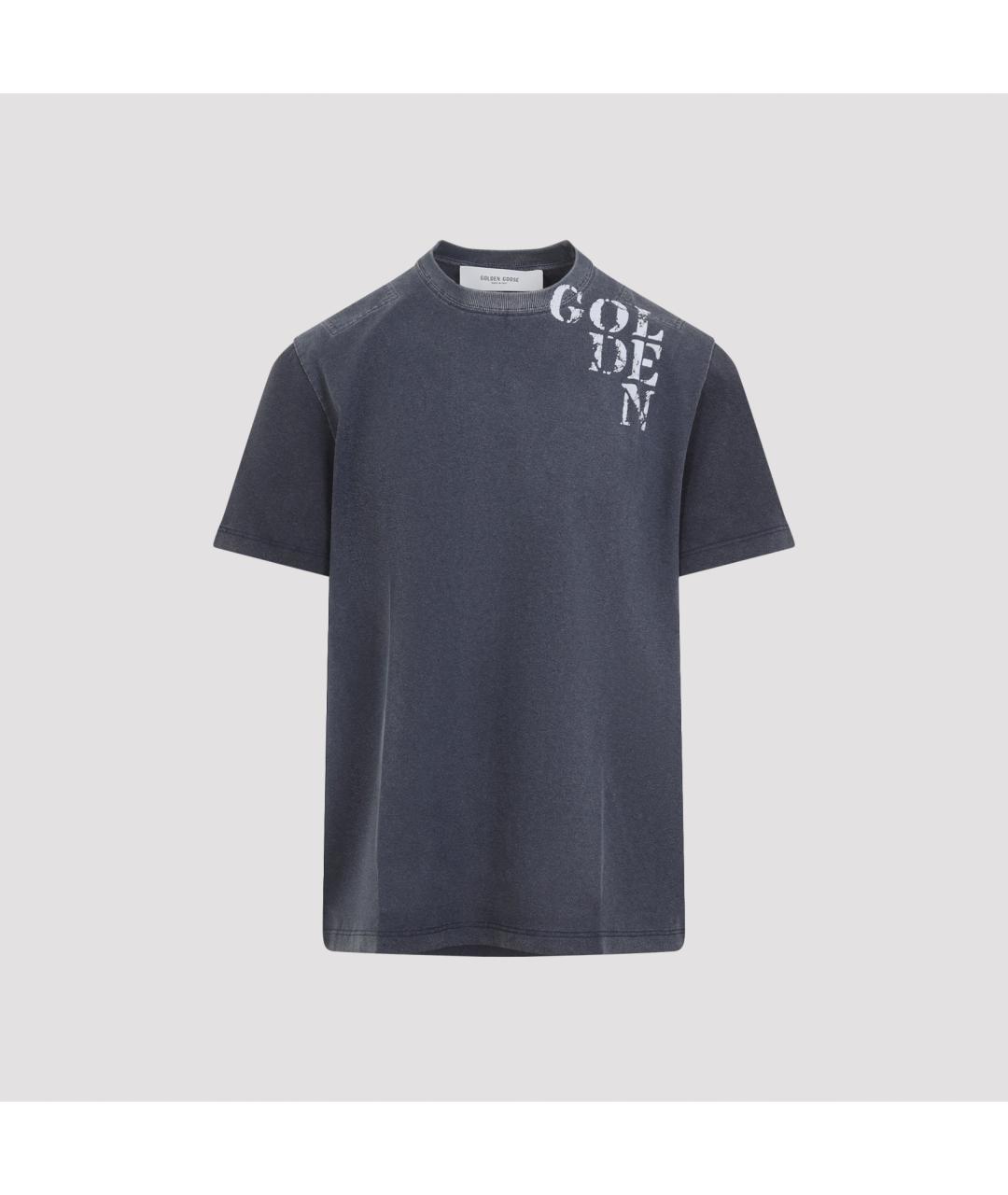 GOLDEN GOOSE DELUXE BRAND Синяя хлопковая футболка, фото 2