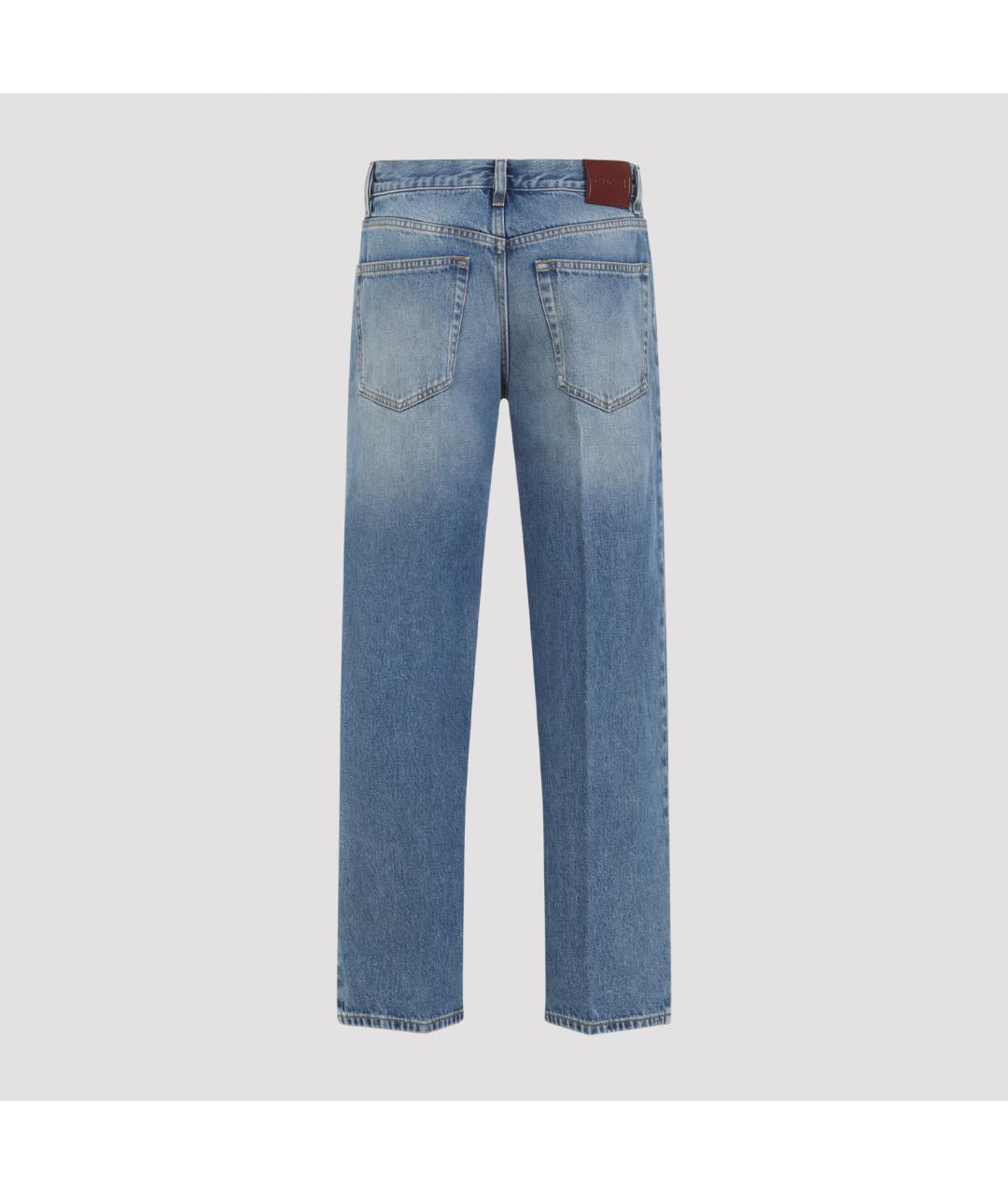 GUCCI Голубые хлопковые прямые джинсы, фото 4