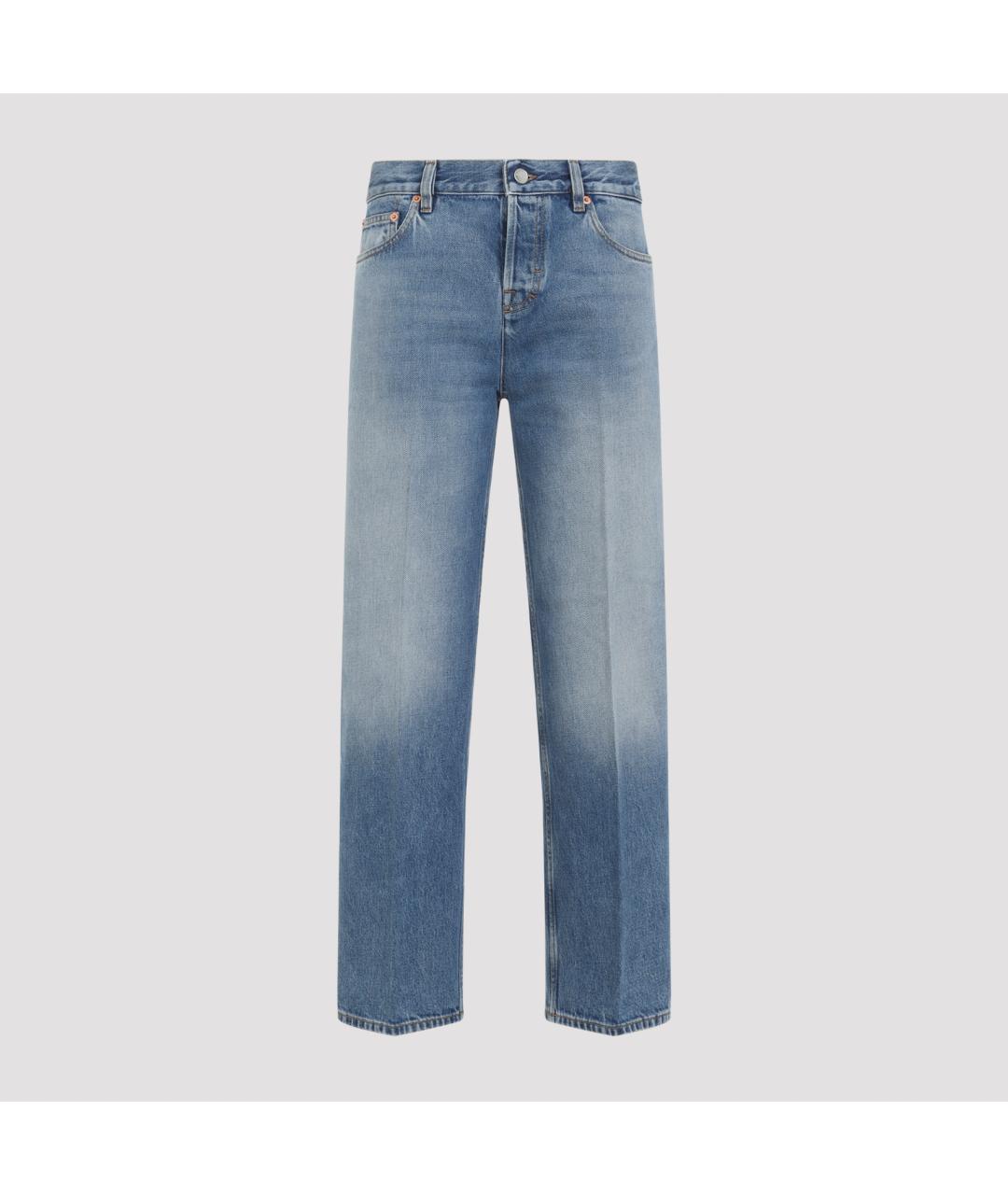 GUCCI Голубые хлопковые прямые джинсы, фото 3
