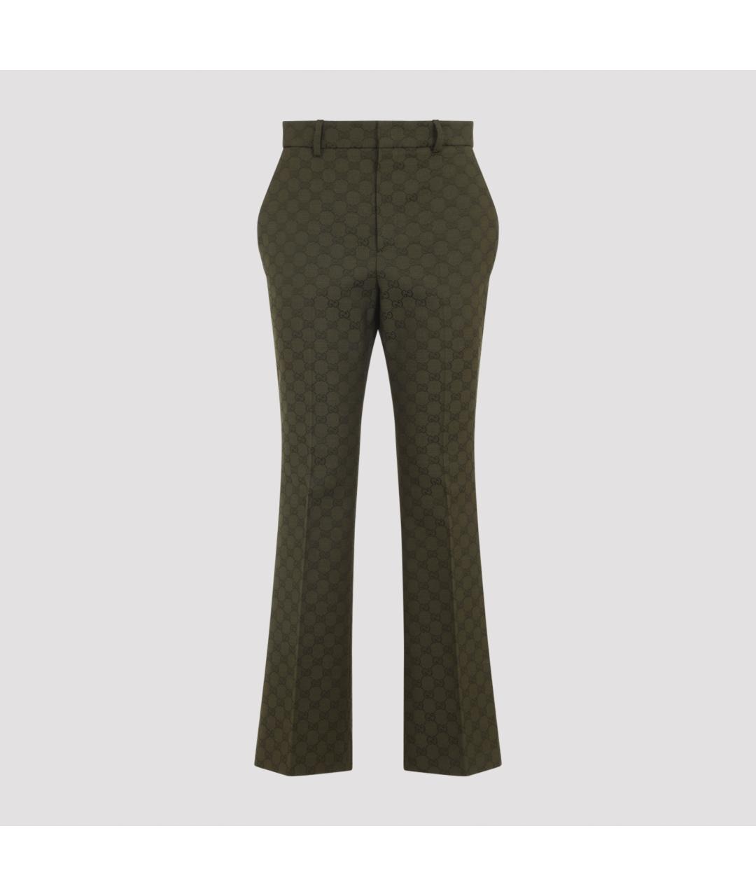 GUCCI Зеленые хлопковые прямые брюки, фото 2
