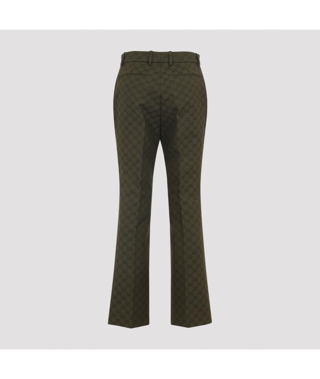 GUCCI Зеленые хлопковые прямые брюки, фото 4