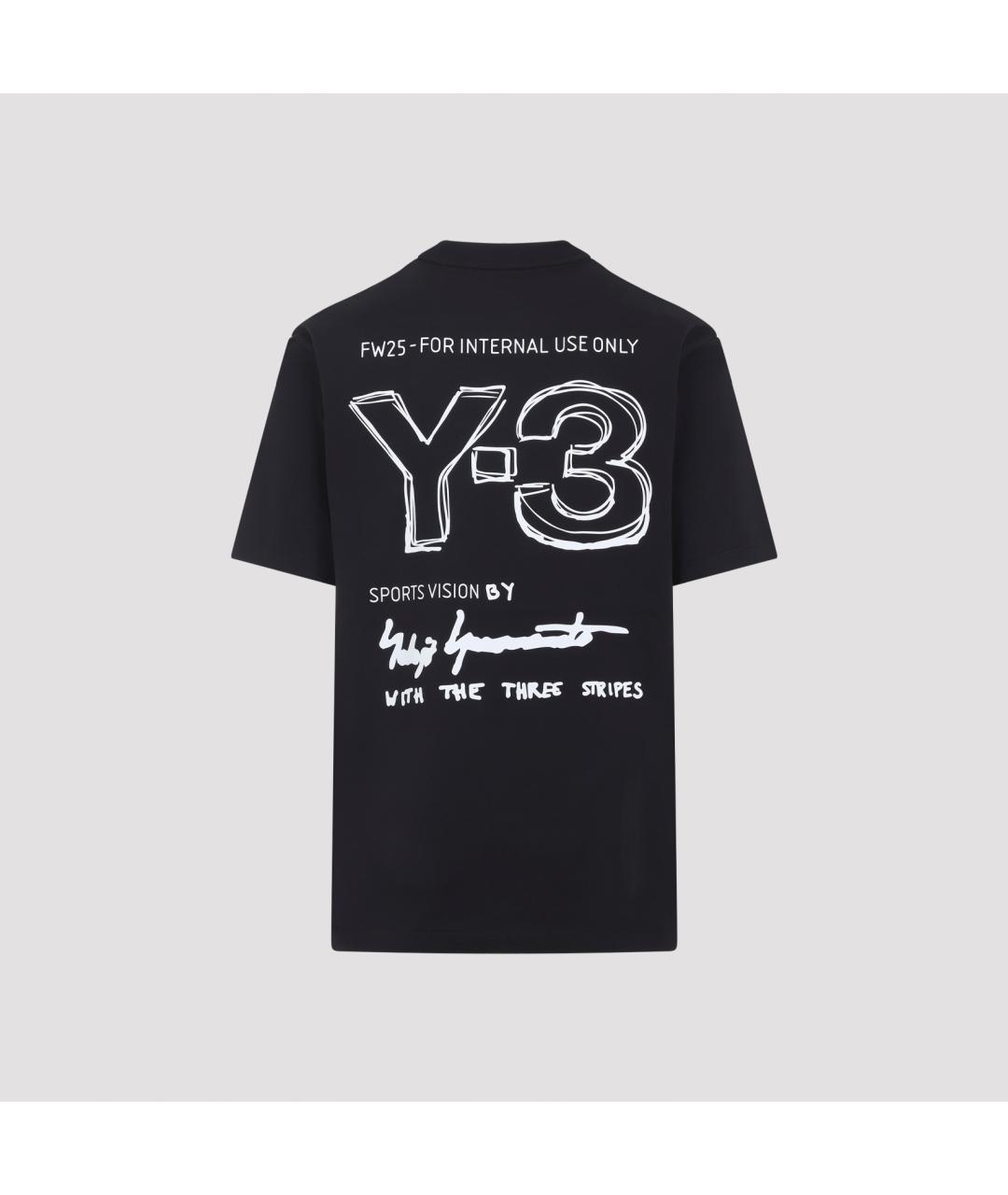 Y-3 Черная хлопковая футболка, фото 4