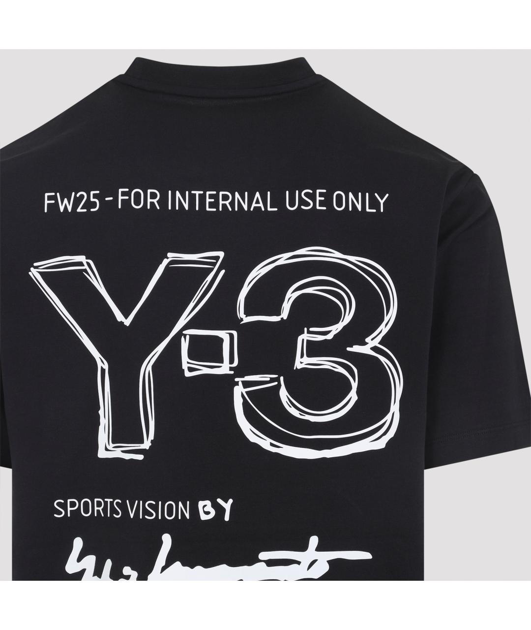 Y-3 Черная хлопковая футболка, фото 5