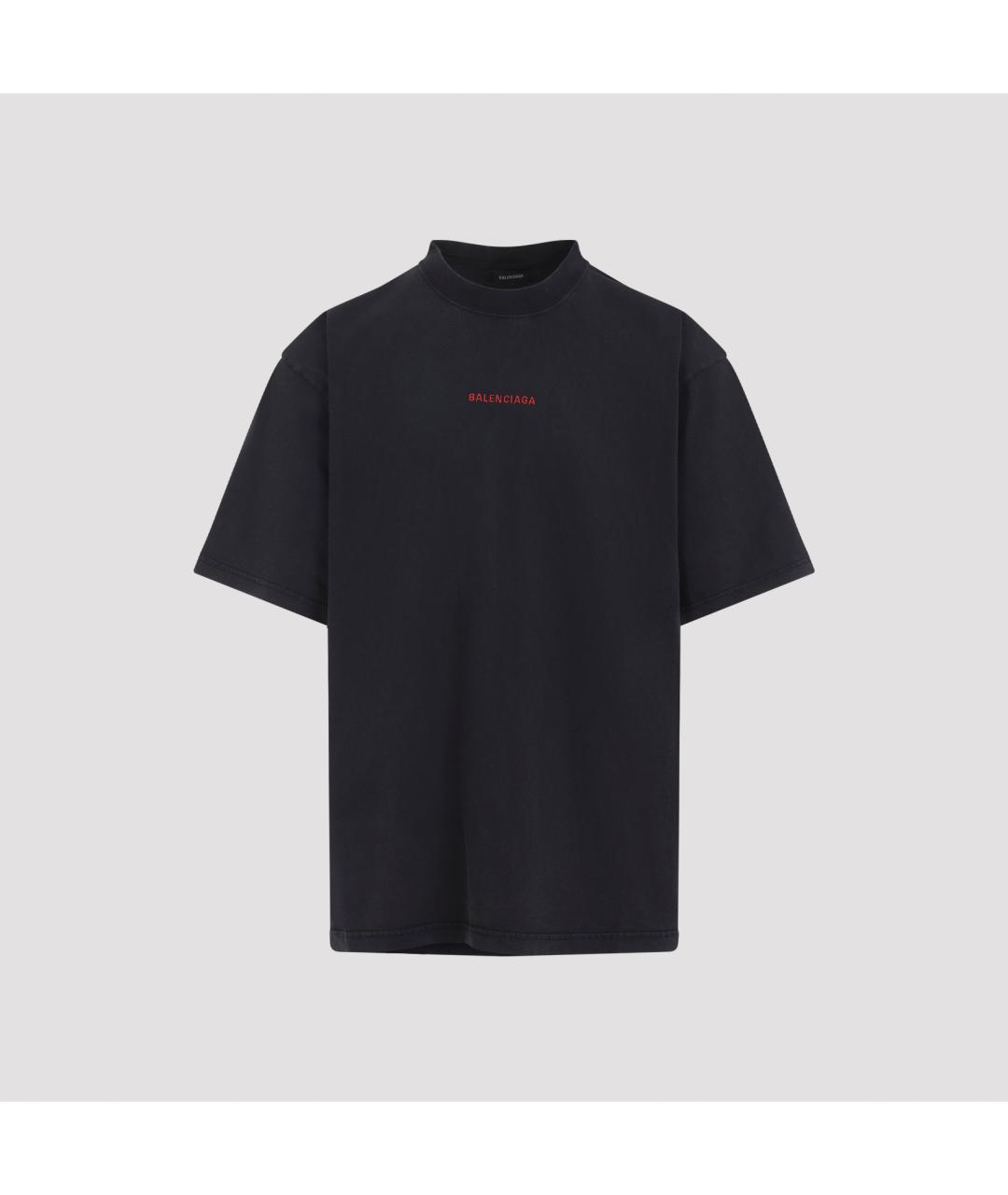 BALENCIAGA Черная хлопковая футболка, фото 3