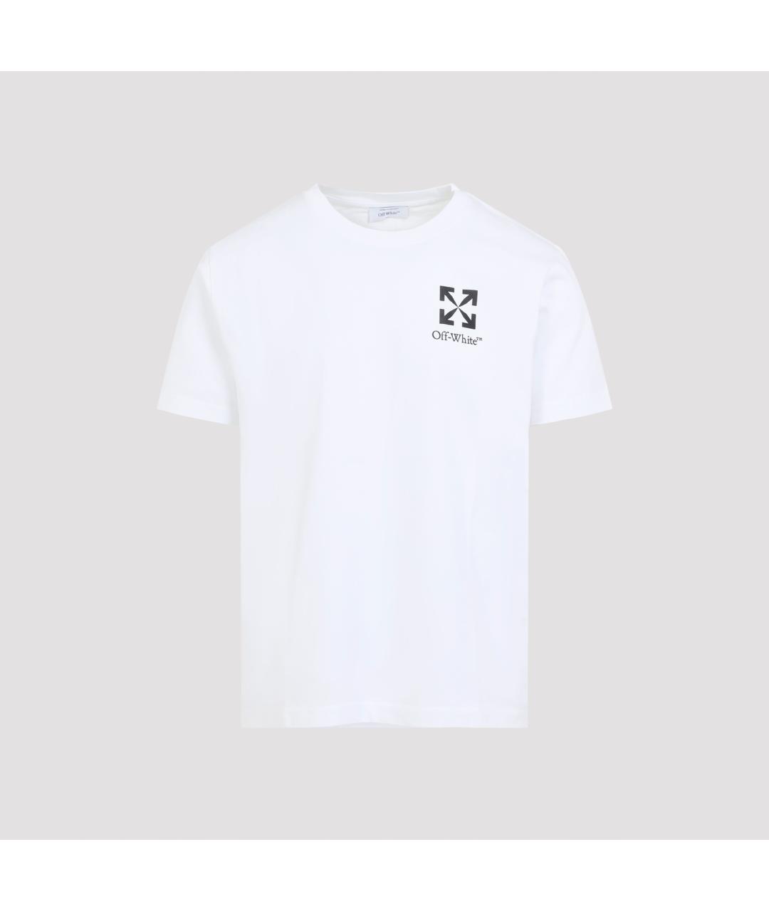 OFF-WHITE Белая хлопковая футболка, фото 3