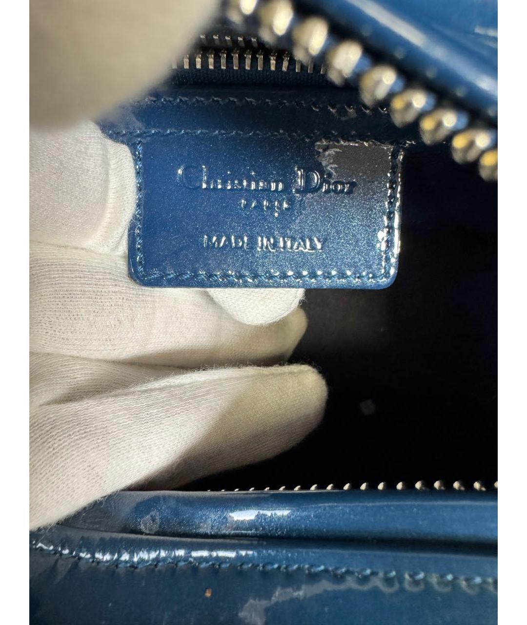 CHRISTIAN DIOR Синяя сумка с короткими ручками из лакированной кожи, фото 4