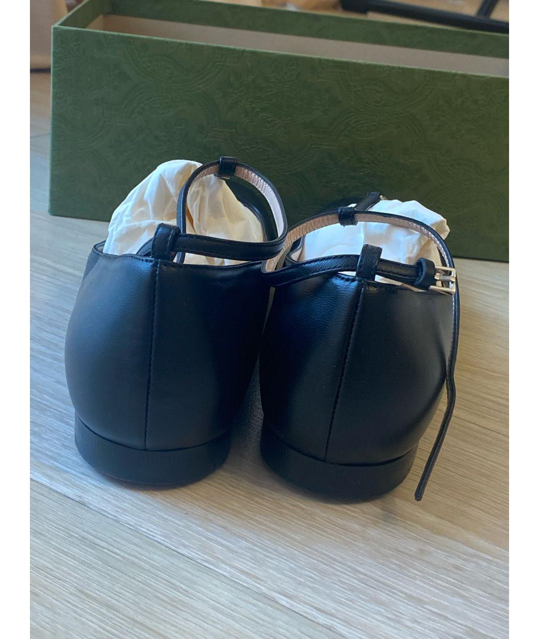 GUCCI Черные кожаные балетки, фото 4