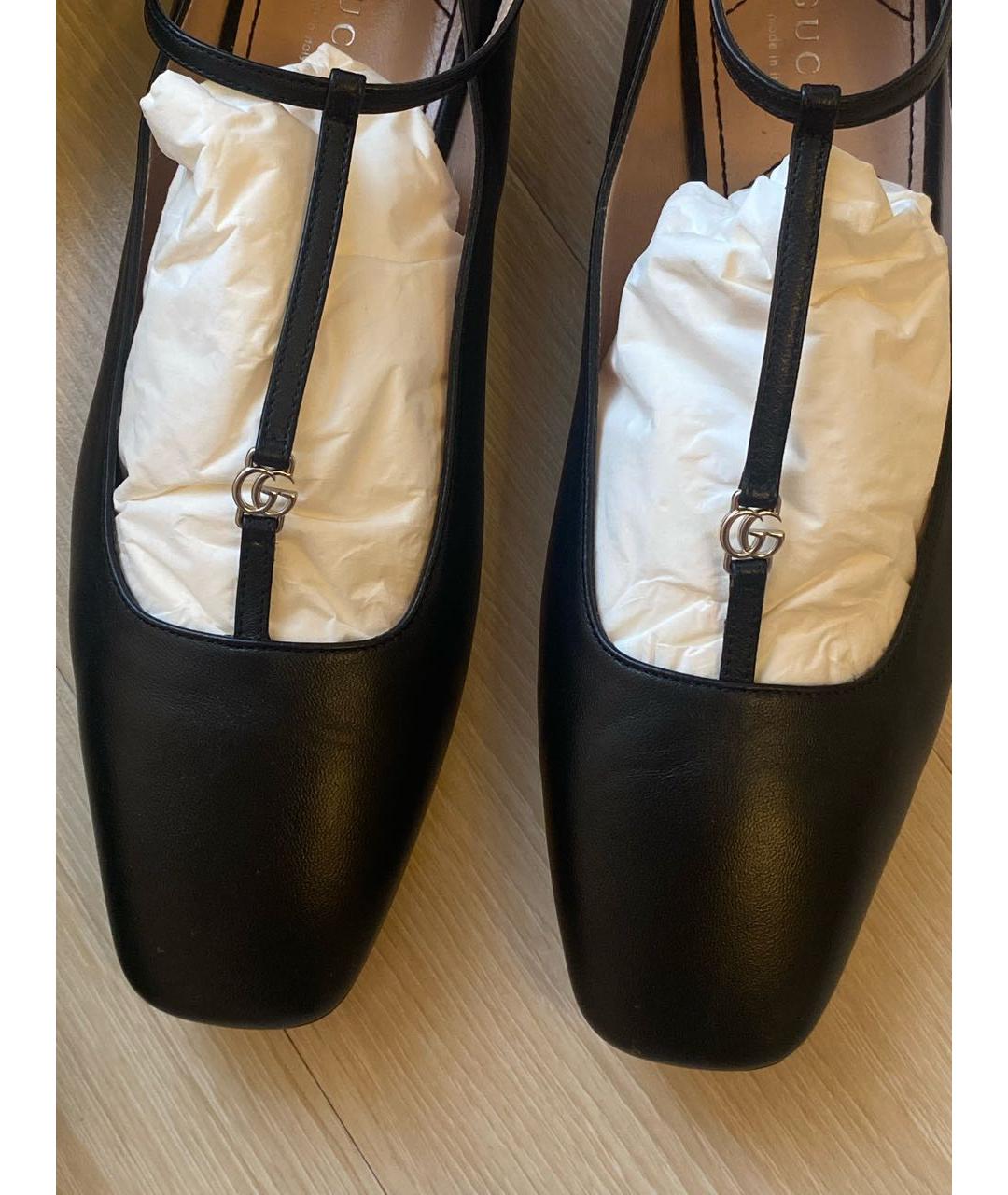 GUCCI Черные кожаные балетки, фото 2