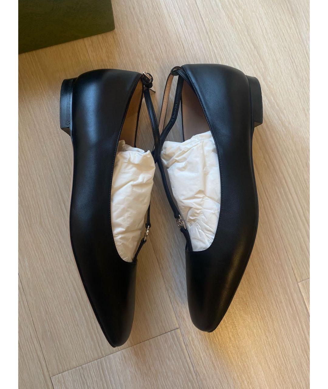 GUCCI Черные кожаные балетки, фото 3