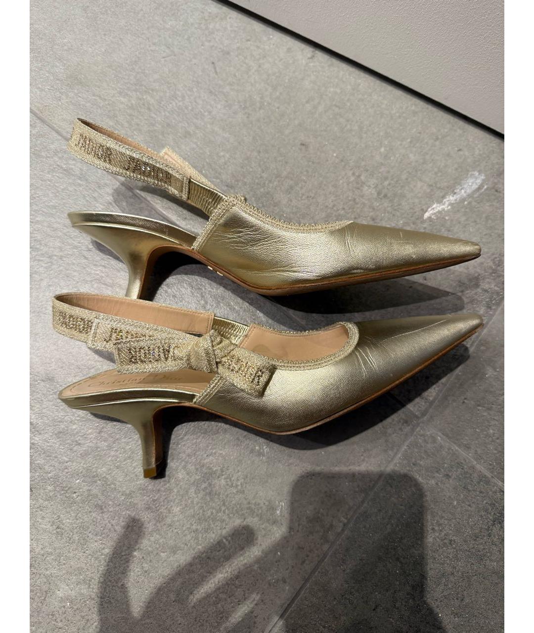 CHRISTIAN DIOR Золотые туфли из искусственной кожи, фото 3