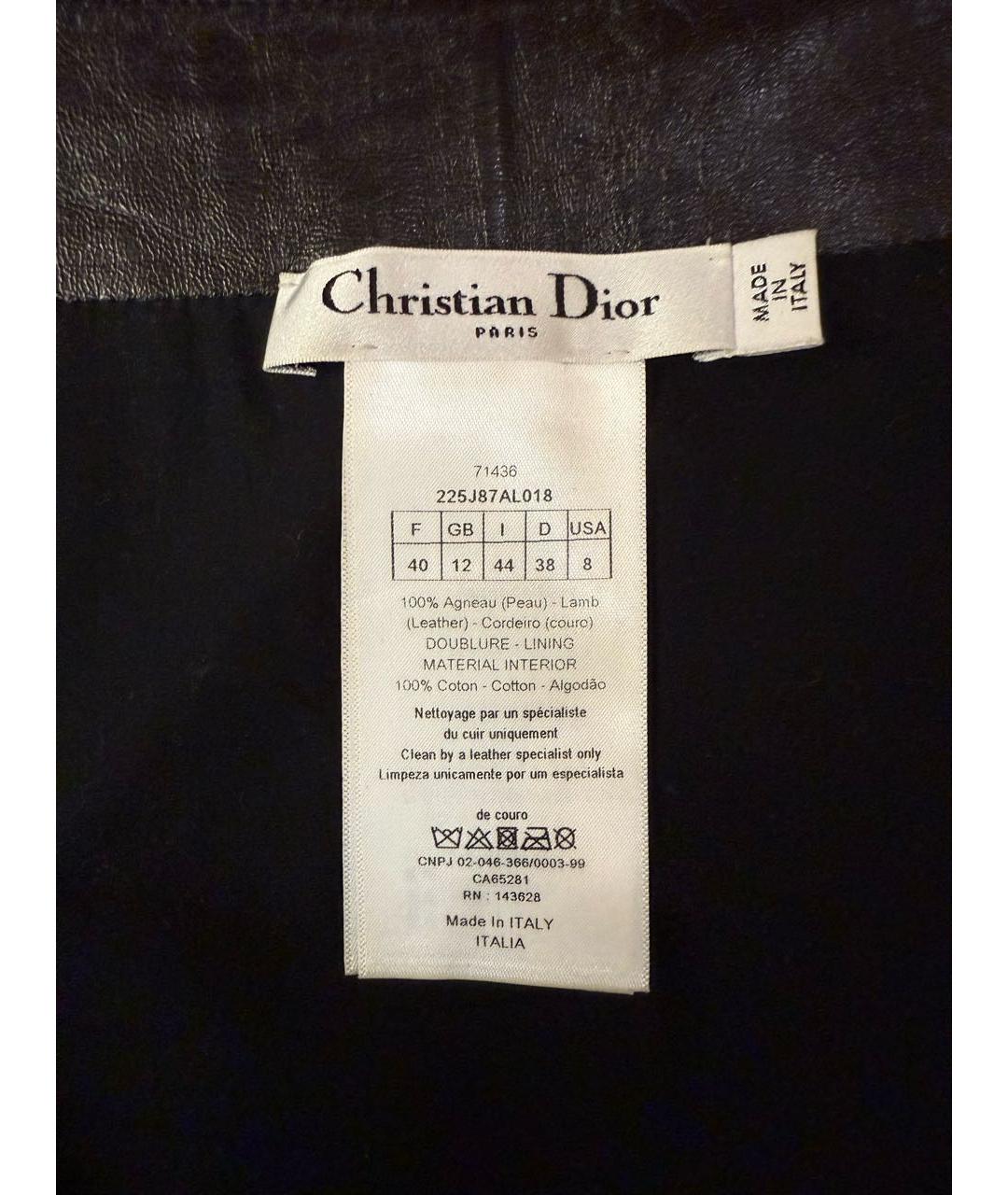 CHRISTIAN DIOR Черная кожаная юбка мини, фото 4