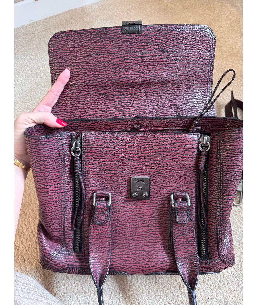 3.1 PHILLIP LIM Бордовая кожаная сумка тоут, фото 3