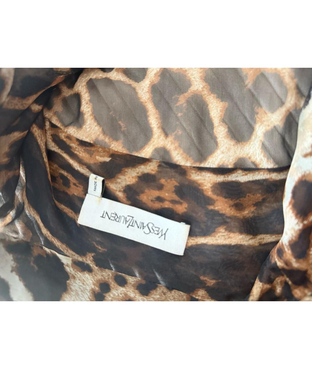 SAINT LAURENT Коричневая шелковая блузы, фото 3
