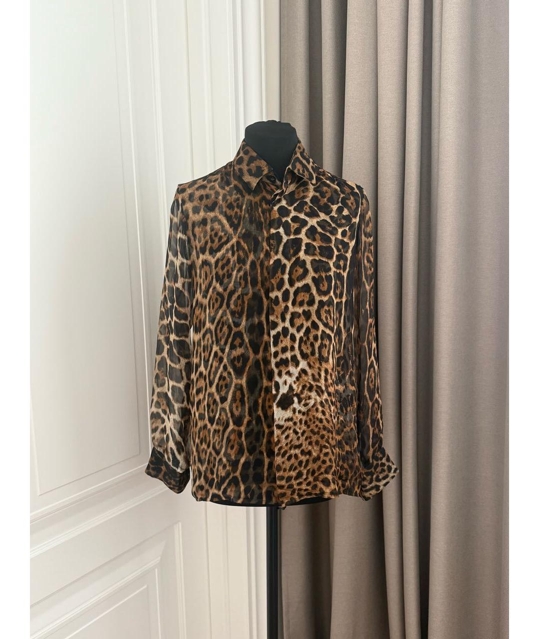 SAINT LAURENT Коричневая шелковая блузы, фото 7