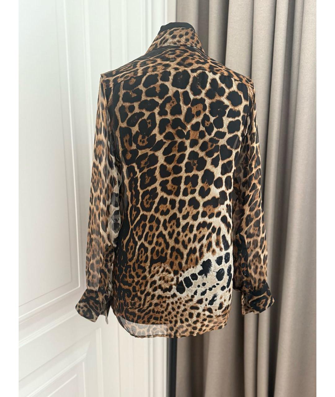 SAINT LAURENT Коричневая шелковая блузы, фото 2
