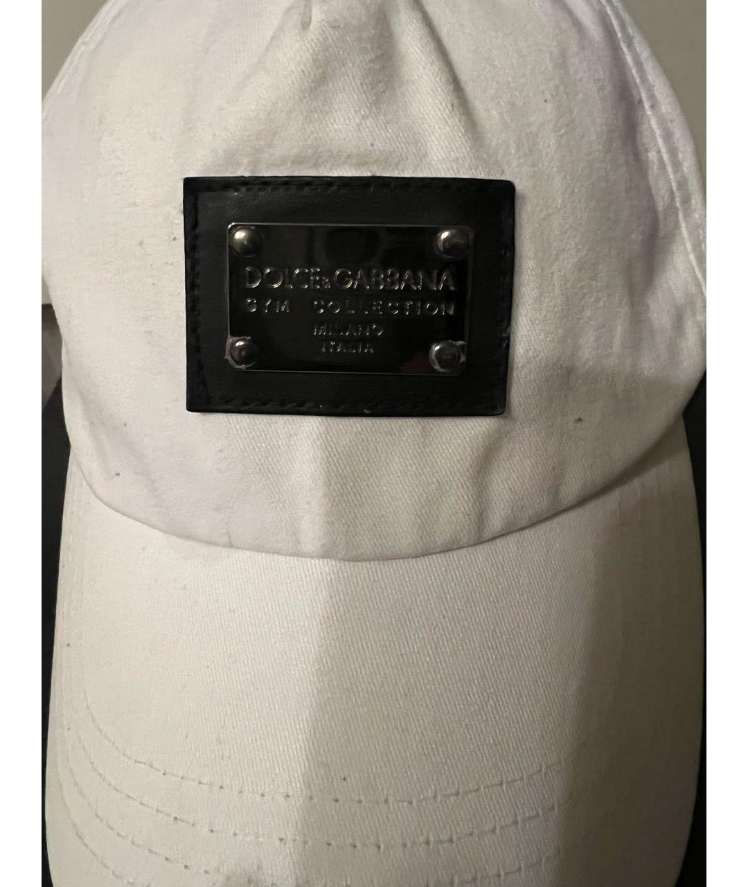 DOLCE&GABBANA Белая хлопковая кепка, фото 4