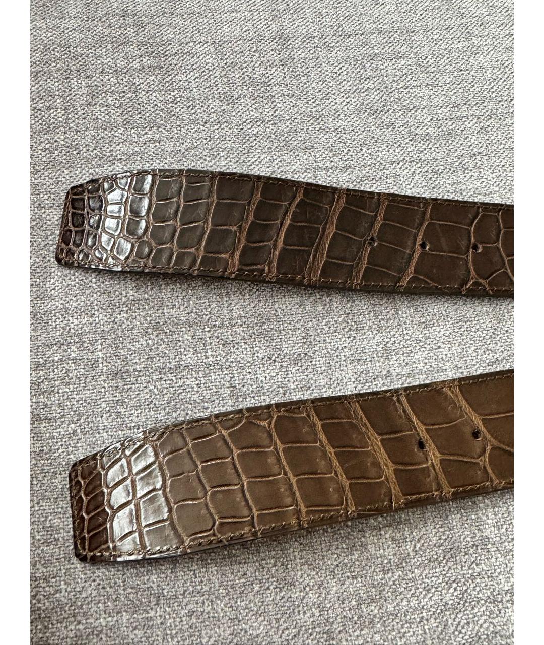 HERMES Коричневый ремень из экзотической кожи, фото 2