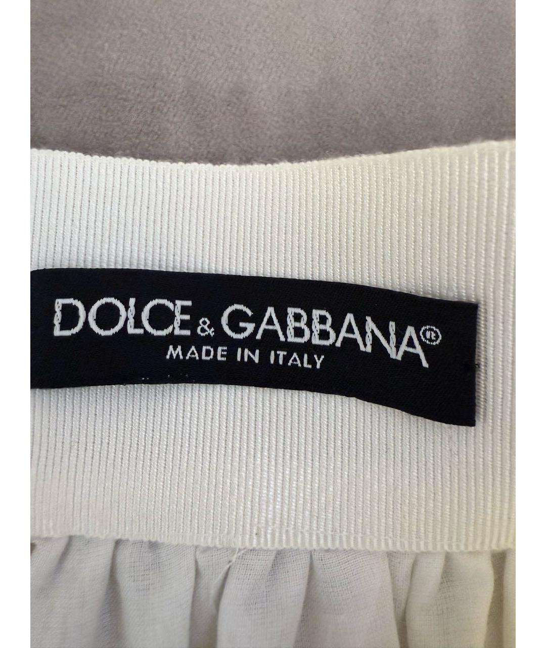 DOLCE&GABBANA Белая хлопковая юбка мини, фото 5