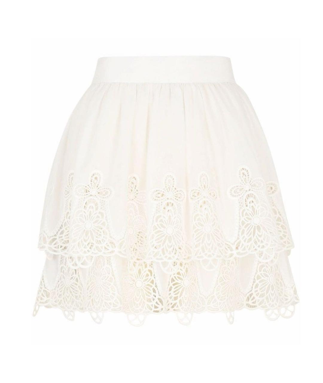 DOLCE&GABBANA Белая хлопковая юбка мини, фото 8