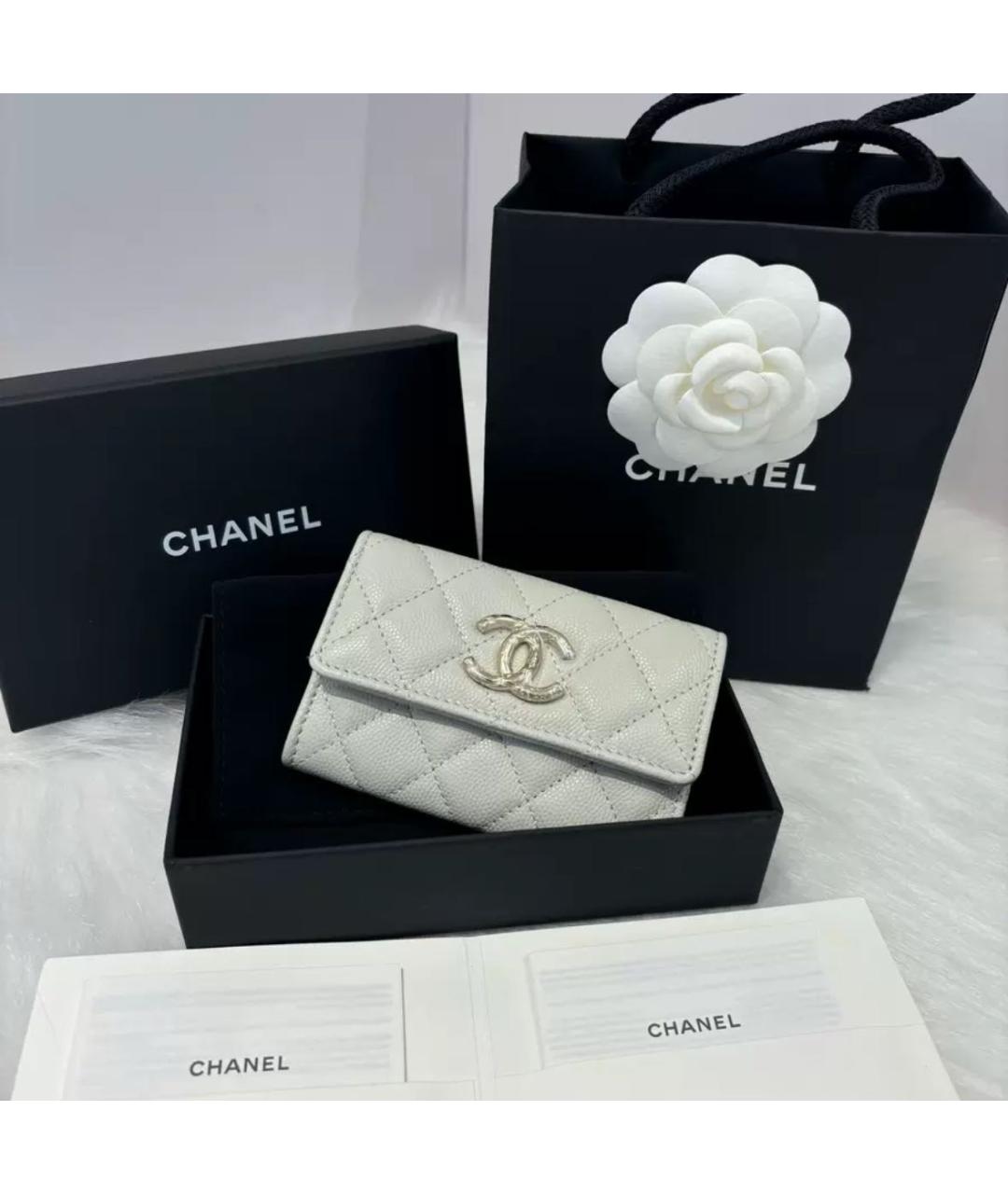 CHANEL Бежевый кожаный кошелек, фото 2