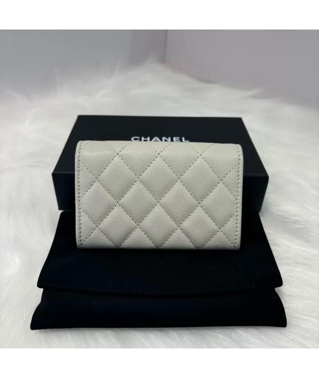 CHANEL Бежевый кожаный кошелек, фото 4