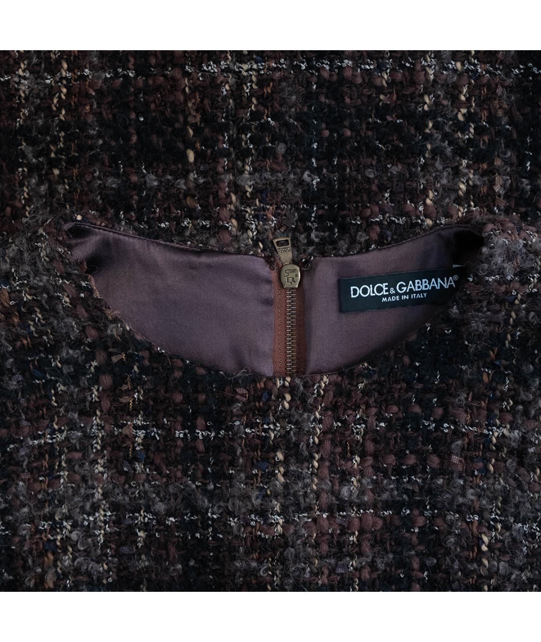 DOLCE&GABBANA Коричневое шерстяное повседневное платье, фото 3