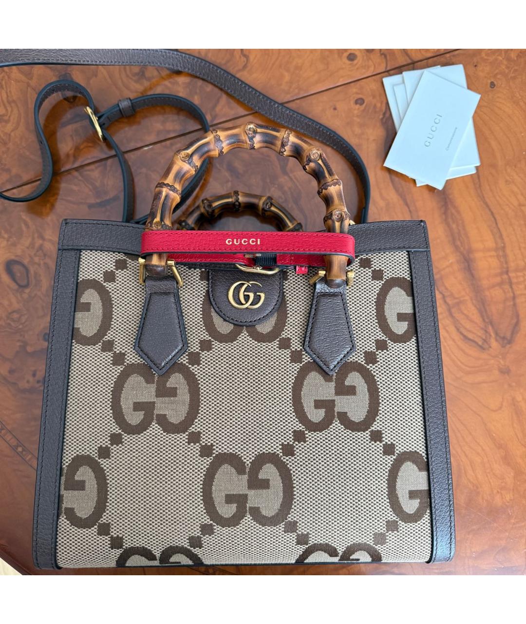 GUCCI Коричневая кожаная сумка тоут, фото 7