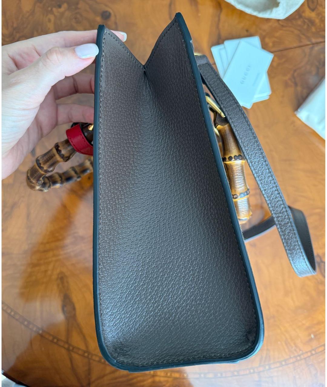 GUCCI Коричневая кожаная сумка тоут, фото 3
