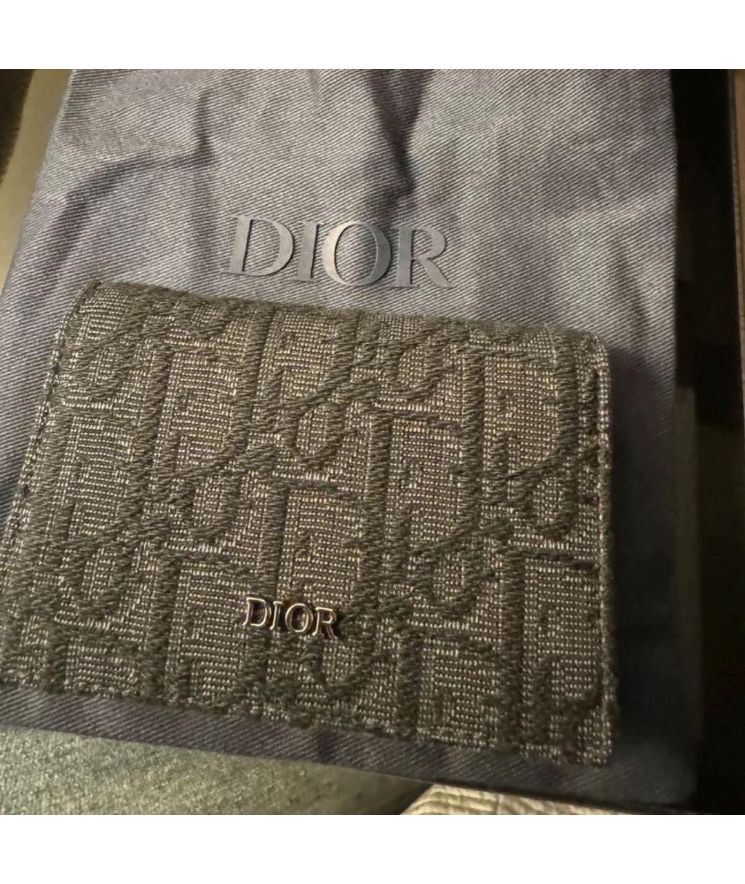 CHRISTIAN DIOR Черный кожаный кошелек, фото 2