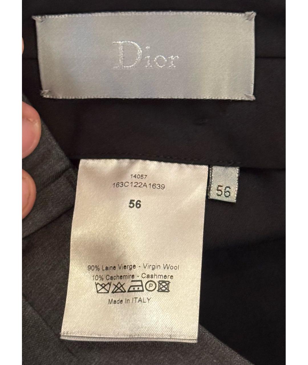 CHRISTIAN DIOR Серые меховые классические брюки, фото 3