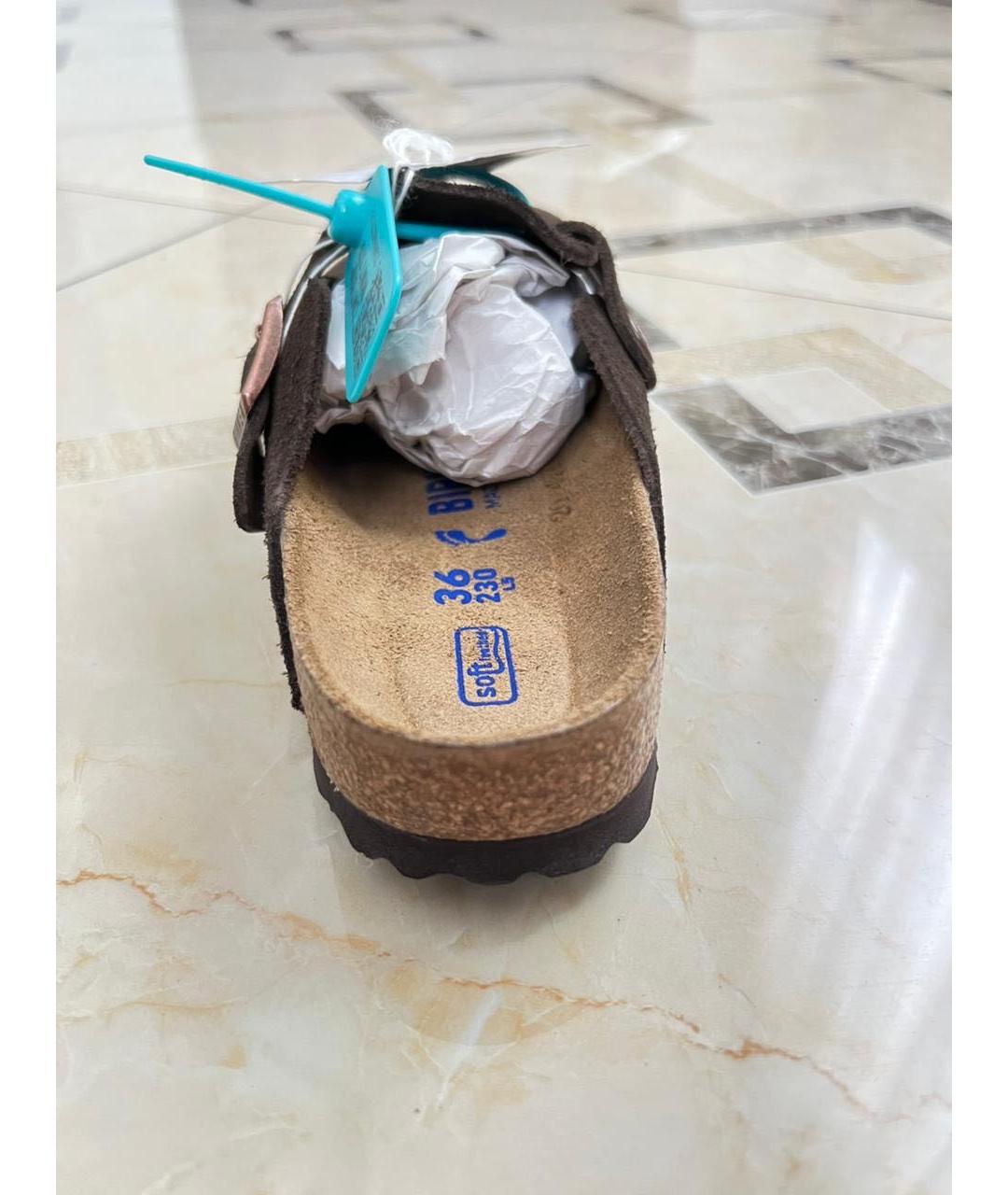 BIRKENSTOCK Коричневые замшевые сабо, фото 4