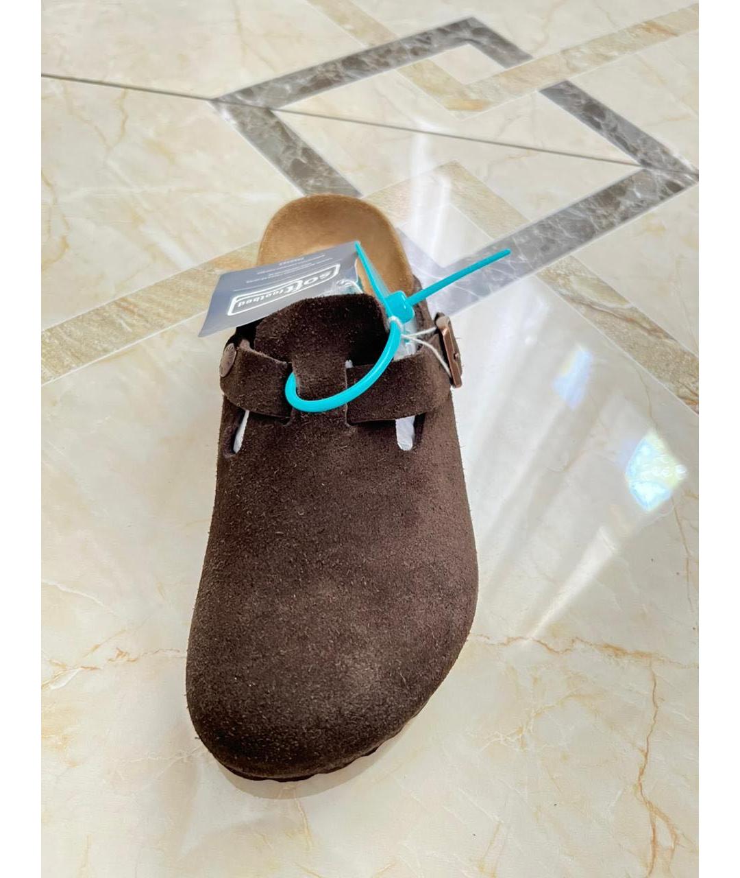 BIRKENSTOCK Коричневые замшевые сабо, фото 2