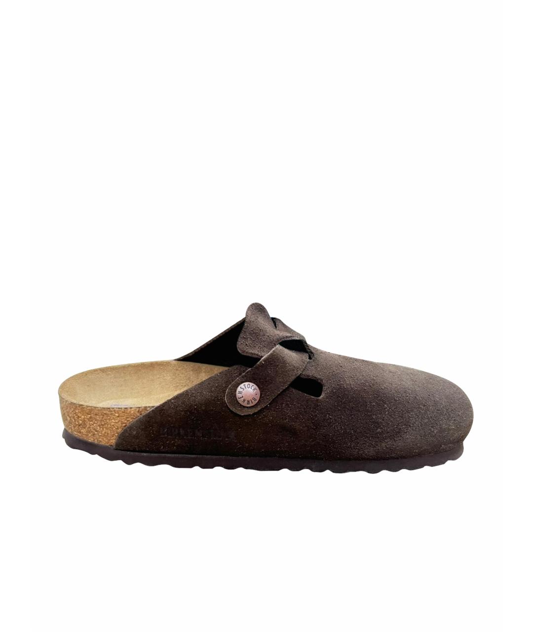 BIRKENSTOCK Коричневые замшевые сабо, фото 1