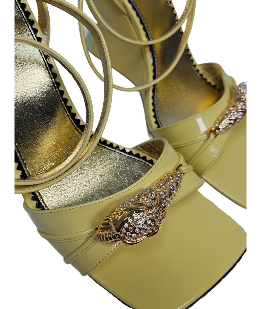 GUCCI Желтые босоножки из лакированной кожи, фото 5