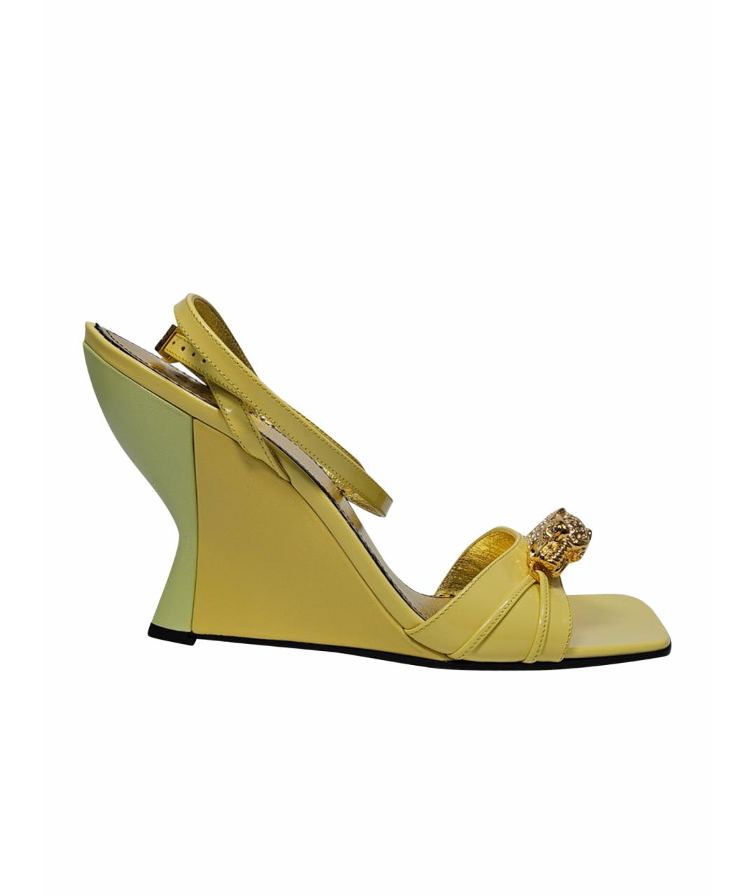 GUCCI Желтые босоножки из лакированной кожи, фото 1