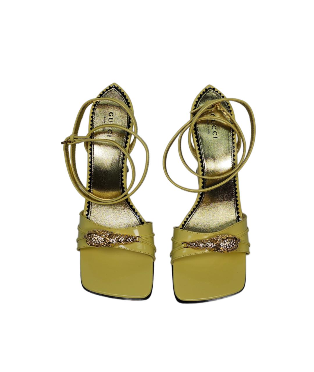 GUCCI Желтые босоножки из лакированной кожи, фото 2