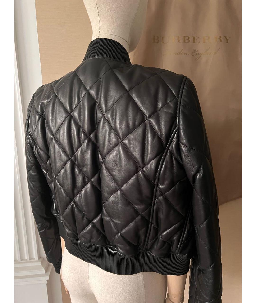 BURBERRY Черная кожаная куртка, фото 2